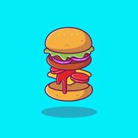 illustration d'icône de vecteur de dessin animé d'ingrédients de hamburger. concept d'icône de barbecue alimentaire isolé vecteur premium. style de dessin animé plat