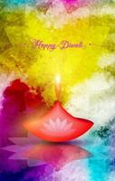 joyeux festival de diwali des lumières modèle coloré de célébration de l'inde. conception de bannière graphique de lampe à huile indienne lotus diya, design moderne aux couleurs vives. style d'art vectoriel, fond aquarelle vecteur