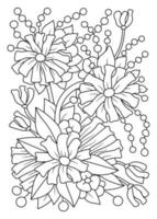 croquis de fleurs dessinés à la main pour livre de coloriage pour adultes vecteur