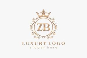modèle initial de logo de luxe royal de lettre zb dans l'art vectoriel pour le restaurant, la royauté, la boutique, le café, l'hôtel, l'héraldique, les bijoux, la mode et d'autres illustrations vectorielles.