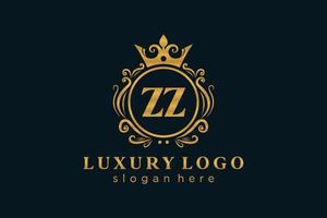 modèle initial de logo de luxe royal de lettre zz dans l'art vectoriel pour le restaurant, la royauté, la boutique, le café, l'hôtel, l'héraldique, les bijoux, la mode et d'autres illustrations vectorielles.