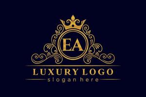 ea lettre initiale or calligraphique féminin floral monogramme héraldique dessiné à la main antique style vintage luxe logo design vecteur premium
