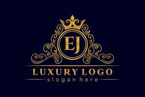 ej lettre initiale or calligraphique féminin floral dessiné à la main monogramme héraldique antique style vintage luxe logo design vecteur premium