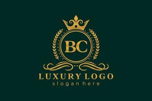 modèle de logo de luxe royal de lettre bc initiale dans l'art vectoriel pour le restaurant, la royauté, la boutique, le café, l'hôtel, l'héraldique, les bijoux, la mode et d'autres illustrations vectorielles.