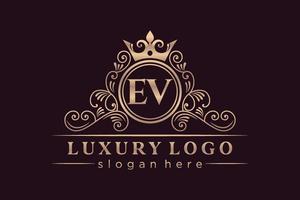 ev lettre initiale or calligraphique féminin floral monogramme héraldique dessiné à la main antique style vintage luxe logo design vecteur premium