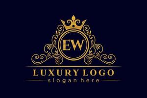 ew lettre initiale or calligraphique féminin floral monogramme héraldique dessiné à la main style vintage antique luxe logo design vecteur premium