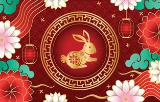 nouvel an chinois du lapin publications sur les réseaux sociaux vecteur