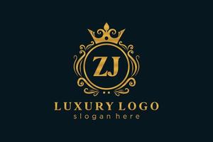 modèle initial de logo de luxe royal de lettre zj dans l'art vectoriel pour le restaurant, la royauté, la boutique, le café, l'hôtel, l'héraldique, les bijoux, la mode et d'autres illustrations vectorielles.