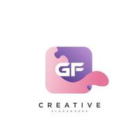 gf lettre initiale logo icône éléments de modèle de conception avec vague colorée vecteur