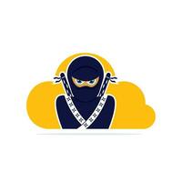 création de logo vectoriel ninja nuage ciel.
