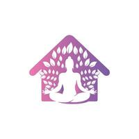 modèle de conception de logo de maison de yoga. concept de conception de logo de centre de yoga. vecteur