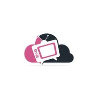 création de logo de nuage de télévision. signe de télévision informatique en nuage. vecteur