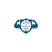 création de logo vectoriel cerveau fort. cerveau avec un double biceps fort.