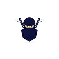 modèle de conception de logo vectoriel ninja.