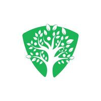 logo des gens de l'arbre. création de logo de personnes en bonne santé. icône du logo de la vie humaine du vecteur d'arbre de personnes abstraites.