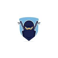 modèle de conception de logo vectoriel ninja.