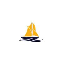 création de logo de yacht. club de yachting ou création de logo vectoriel d'équipe de sport de yacht. aventure de voyage en mer ou championnat de yachting ou tournoi de voyage à la voile.