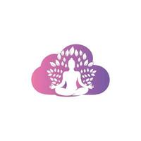 vecteur de logo de yoga en nuage avec style de concept.