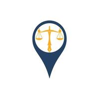 vecteur de logo de droit avec équilibre judiciaire symbolique de l'échelle de la justice dans une pointe de stylo. vecteur de logo pour le droit, les tribunaux, les services de justice et les entreprises.