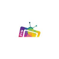 création de logo de médias télévisés. création de modèle de logo de service de télévision. vecteur