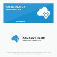 nuage carte épingle marqueur icône solide bannière de site Web et modèle de logo d'entreprise vecteur