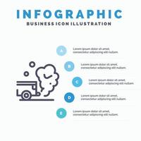 icône de ligne de fumée de pollution de gaz de voiture d'air avec fond d'infographie de présentation en 5 étapes vecteur