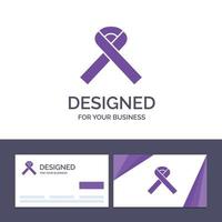 carte de visite créative et modèle de logo ruban sensibilisation cancer illustration vectorielle vecteur