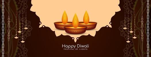 belle conception de bannière classique culturelle du festival happy diwali vecteur