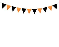 drapeaux de fête noir et orange pour la décoration d'halloween isolés sur fond blanc vecteur