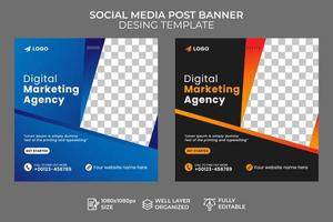 modèle de publication sur les médias sociaux de marketing numérique, bannière de médias sociaux de marketing d'entreprise numérique, agence commerciale créative, publicité d'entreprise vecteur