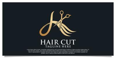 vecteur de conception de logo de coupe de cheveux avec concept créatif pour salon de beauté féminin