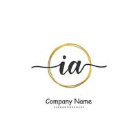 ia écriture initiale et logo de signature avec cercle. beau design logo manuscrit pour la mode, l'équipe, le mariage, le logo de luxe. vecteur