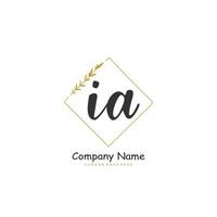 ia écriture initiale et logo de signature avec cercle. beau design logo manuscrit pour la mode, l'équipe, le mariage, le logo de luxe. vecteur