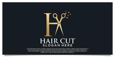vecteur de conception de logo de coupe de cheveux avec concept créatif pour salon de beauté pour femmes