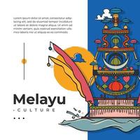 melayu culture muang jong rituel de l'aumône de la mer à bangka belitung illustration dessinée à la main vecteur