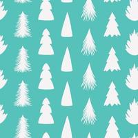 joyeux noël et bonne année modèle sans couture avec divers sapins de noël. illustrations modernes de dessin à la main. art contemporain coloré vecteur