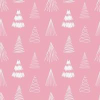 joyeux noël et bonne année modèle sans couture avec divers sapins de noël. illustrations modernes de dessin à la main. art contemporain coloré vecteur