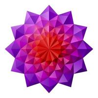 fleurs géométriques 3d rouges et violettes style origami mandala vecteur