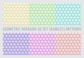 ensemble 3d hexagonal géométrique. motifs sans couture de couleur pastel. vecteur