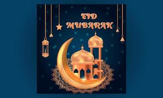 ramadan mubarak fond de salutation islamique de luxe avec ornement décoratif lanterne dorée vecteur