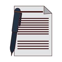 feuille d'éducation scolaire et stylo écrire ligne de lettre et icône de style de remplissage vecteur