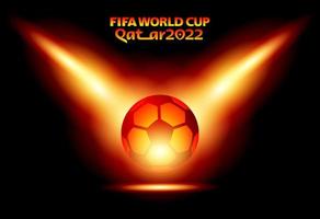 balle avec fond d'effets de lumière de feu. coupe du monde fifa qatar 2022 vecteur