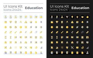 icônes d'interface utilisateur bicolores à gradient plat pour l'enseignement à distance définies pour le mode sombre et clair. e-learning pour les étudiants. pictogrammes rvb isolés vectoriels. gui, conception ux pour le web, mobile. vecteur