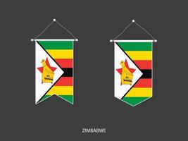 drapeau du zimbabwe sous diverses formes, vecteur de fanion de drapeau de football, illustration vectorielle.