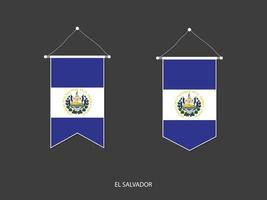 drapeau du salvador sous diverses formes, vecteur de fanion de drapeau de football, illustration vectorielle.