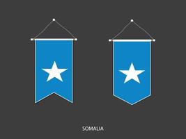 drapeau de la somalie sous diverses formes, vecteur de fanion de drapeau de football, illustration vectorielle.