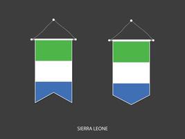 drapeau de sierra leone sous diverses formes, vecteur de fanion de drapeau de football, illustration vectorielle.