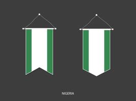 drapeau du nigeria sous diverses formes, vecteur de fanion de drapeau de football, illustration vectorielle.