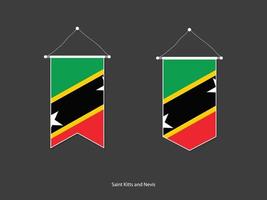 drapeau de saint kitts et nevis sous diverses formes, vecteur de fanion de drapeau de football, illustration vectorielle.