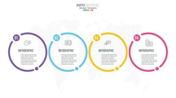 Modèle de conception infographique en 4 étapes avec icônes et processus. vecteur